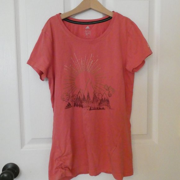 Adidas Girls T-shirt w/Mountain and Sun Graphic 14-15yr - Picture 2 of 5